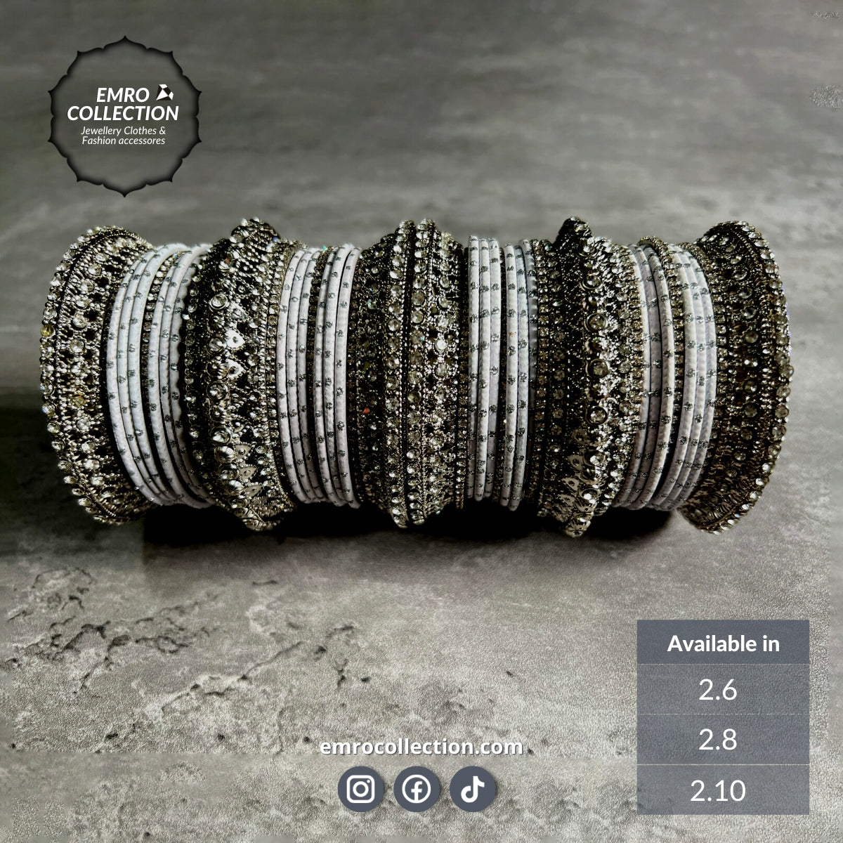 Silver and white bridal bangles set, perfect Indian choora for weddings and festive parties, high-quality Indian jewelry