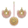 Baby Pink Chand Bali Earrings with Maang Tikka | Pakistani Jewellery