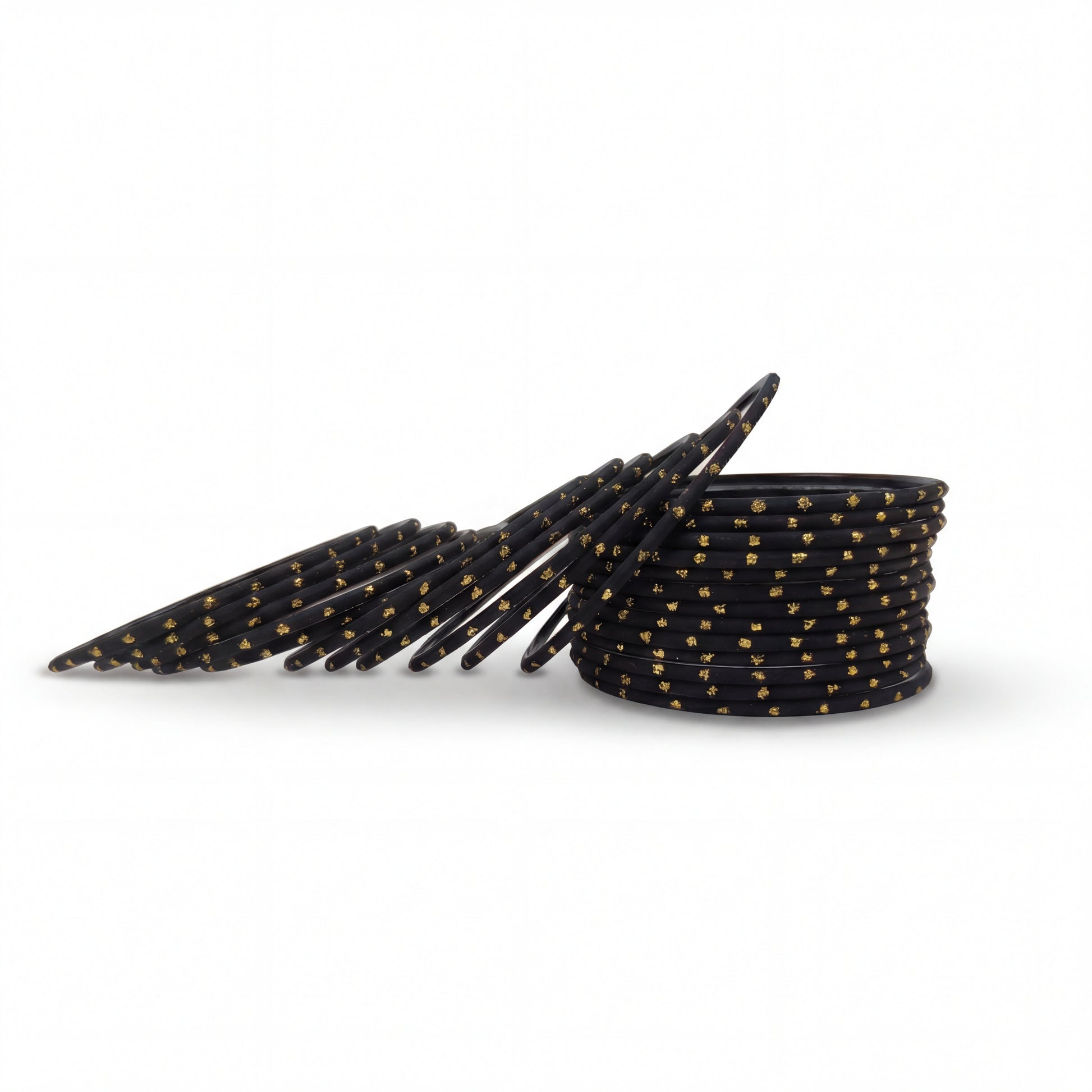 black-bridal-bangles-golden-dots-stack-indian-jewellery