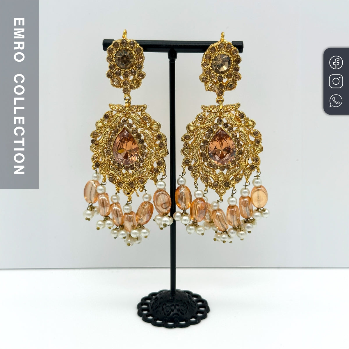 Pakistani bridal Champagne earrings 