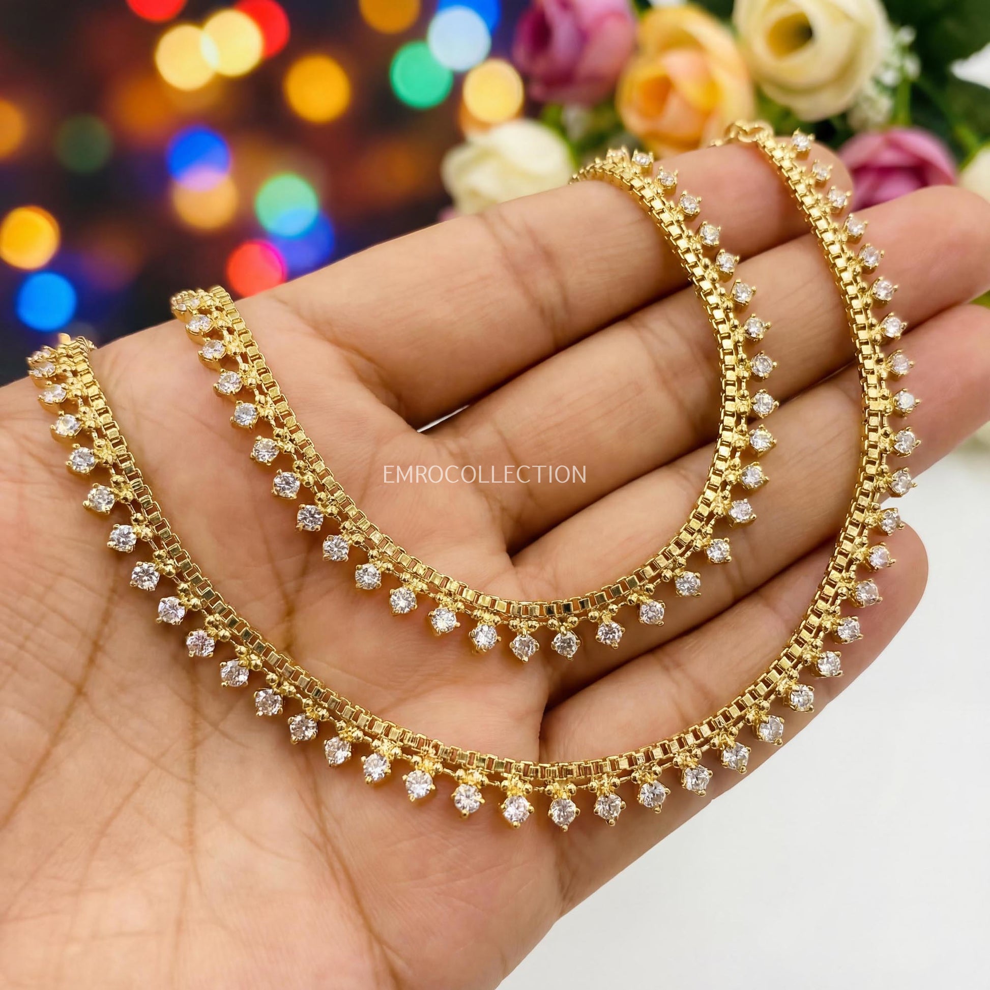 Gold tone anklet payal traditional Indian wedding jewellery