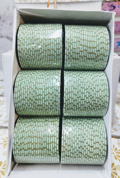 box of mint green bangles