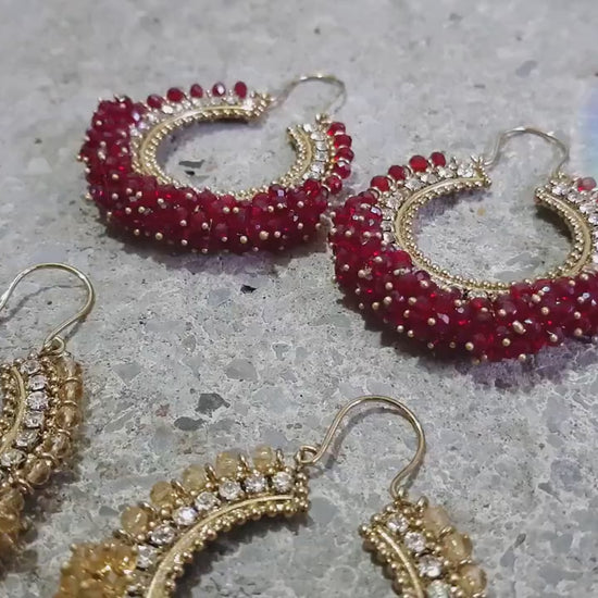 Maroon earrings, hoop earrings, Pakistani earrings, High quality Pakistani jewellery. suitable for wedding and parties