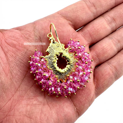 shocking pink chand bali earrings back view
