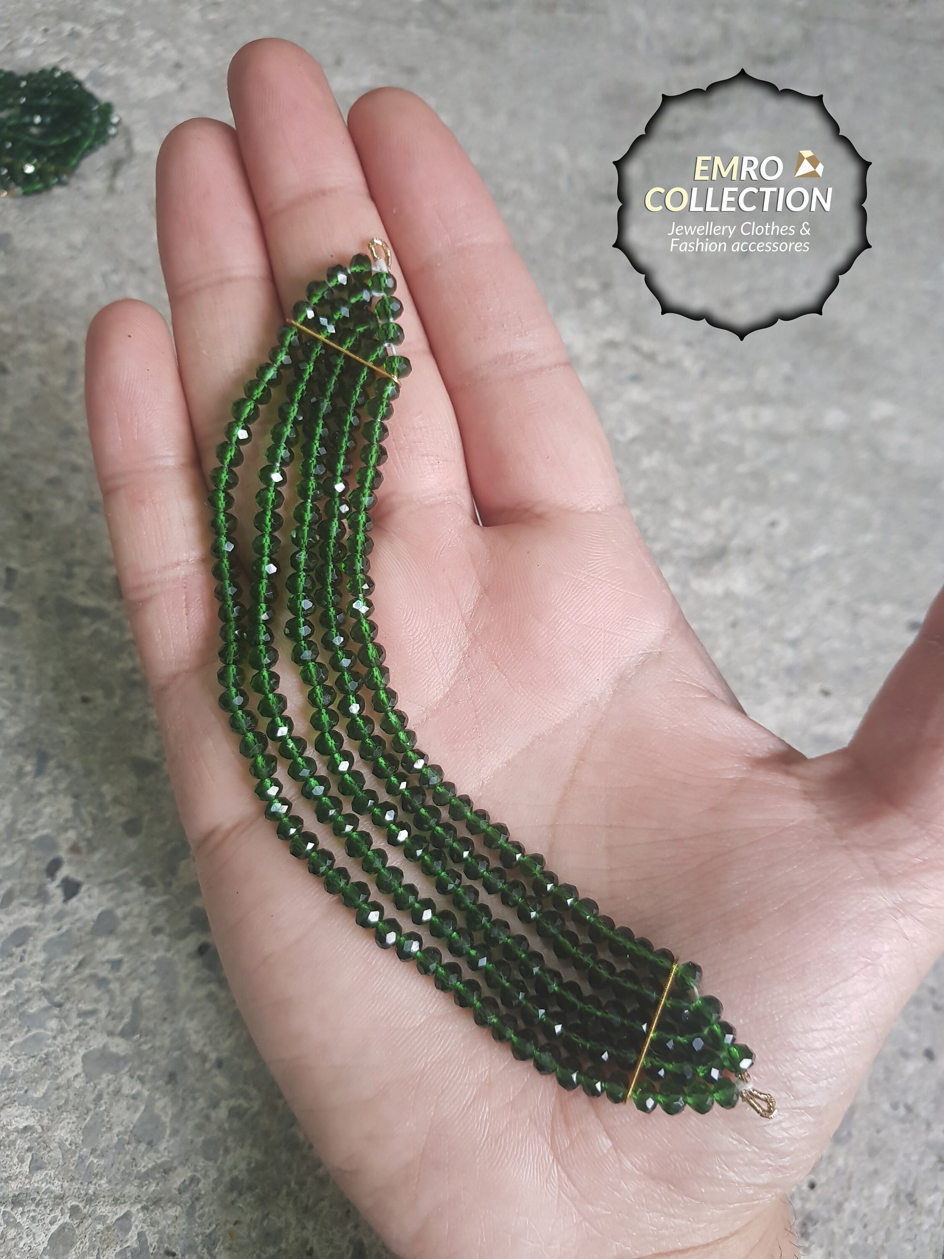 Festive green crystal Saharay earrings with a detachable Kaan chain, perfect for Indian and Pakistani celebrations