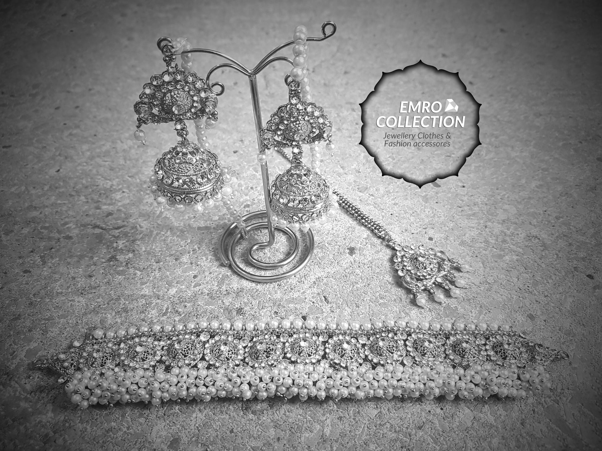 Elegant silver choker set with matching earrings and tikka, an ideal choice for brides at weddings and special events