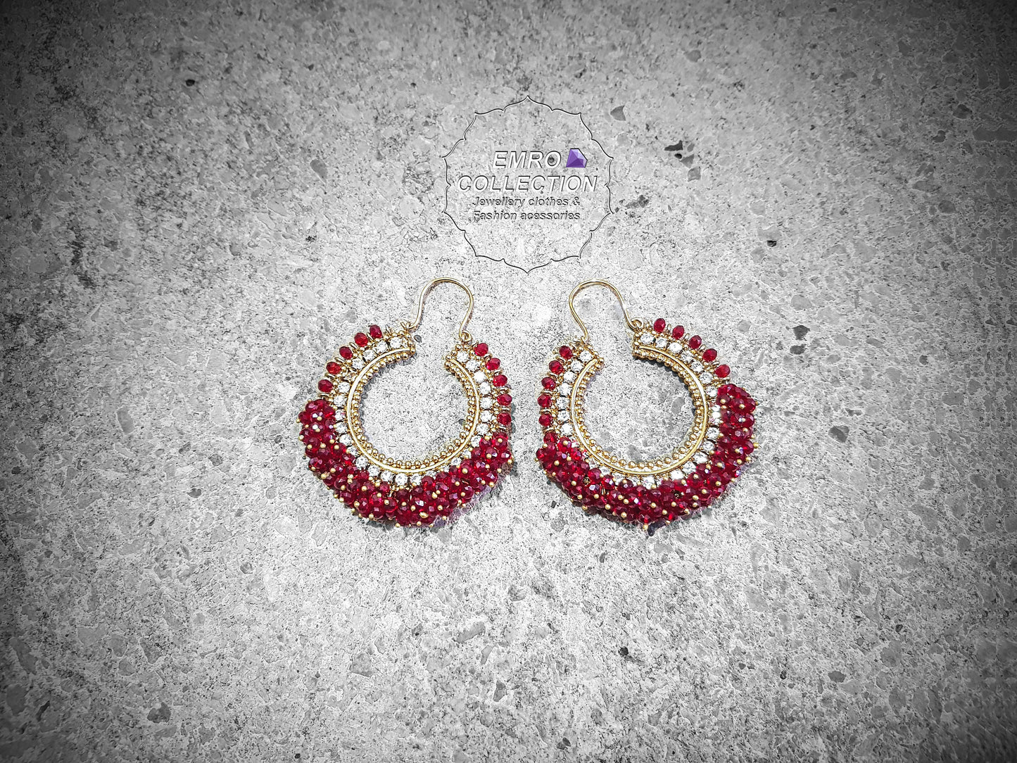 maroon earrings, hoop earrings, pakistani earrings, high quality pakistani jewellery. suitable for wedding and parties