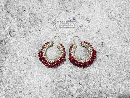 Maroon earrings, hoop earrings, Pakistani earrings, High quality Pakistani jewellery. suitable for wedding and parties