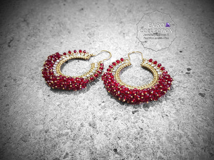 Maroon earrings, hoop earrings, Pakistani earrings, High quality Pakistani jewellery. suitable for wedding and parties