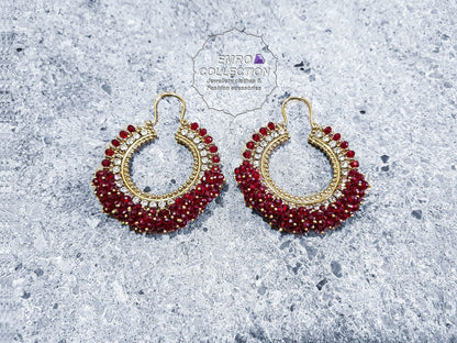 Maroon earrings, hoop earrings, Pakistani earrings, High quality Pakistani jewellery. suitable for wedding and parties