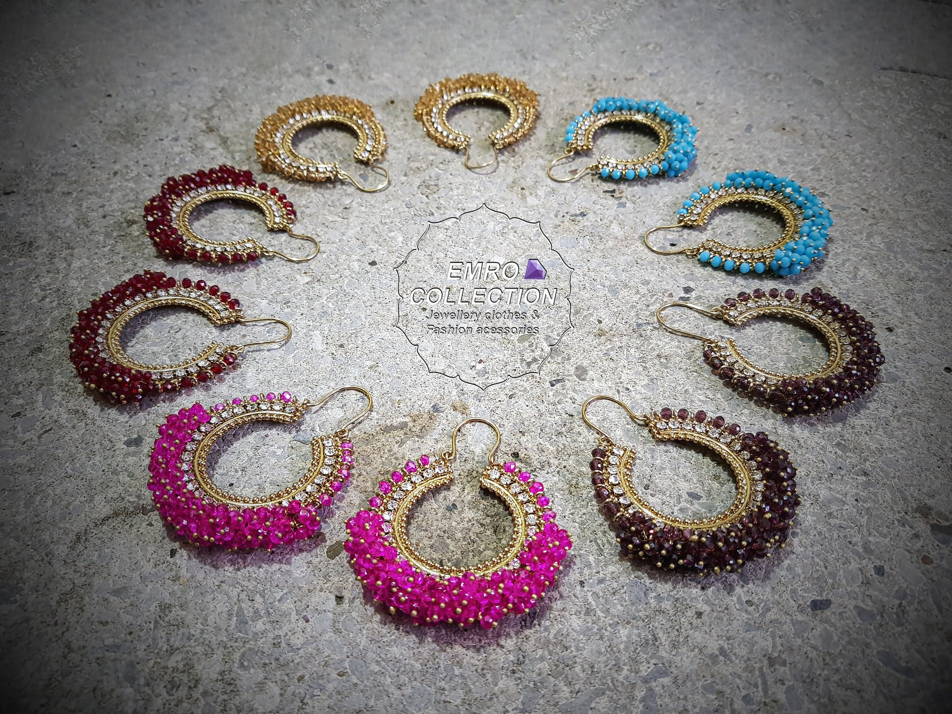 Maroon earrings, hoop earrings, Pakistani earrings, High quality Pakistani jewellery. suitable for wedding and parties