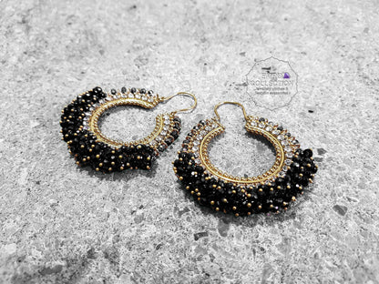 Black earrings, hoop earrings, Pakistani earrings, High quality Pakistani jewellery. suitable for weddings and parties