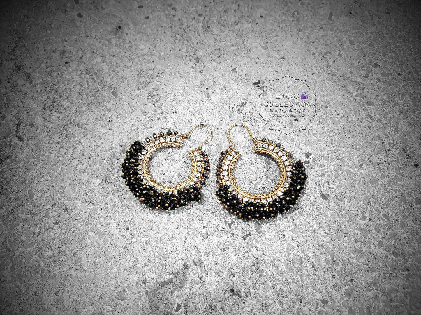 black earrings, hoop earrings, pakistani earrings, high quality pakistani jewellery. suitable for weddings and parties