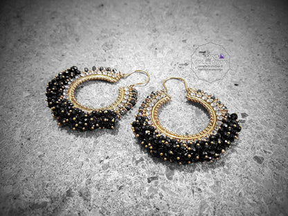 Black earrings, hoop earrings, Pakistani earrings, High quality Pakistani jewellery. suitable for weddings and parties