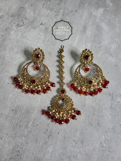 maroon earrings, gold and maroon earings, dangle earrings, Indian earrings, High quality Indian jewellery. suitable for wedding and parties